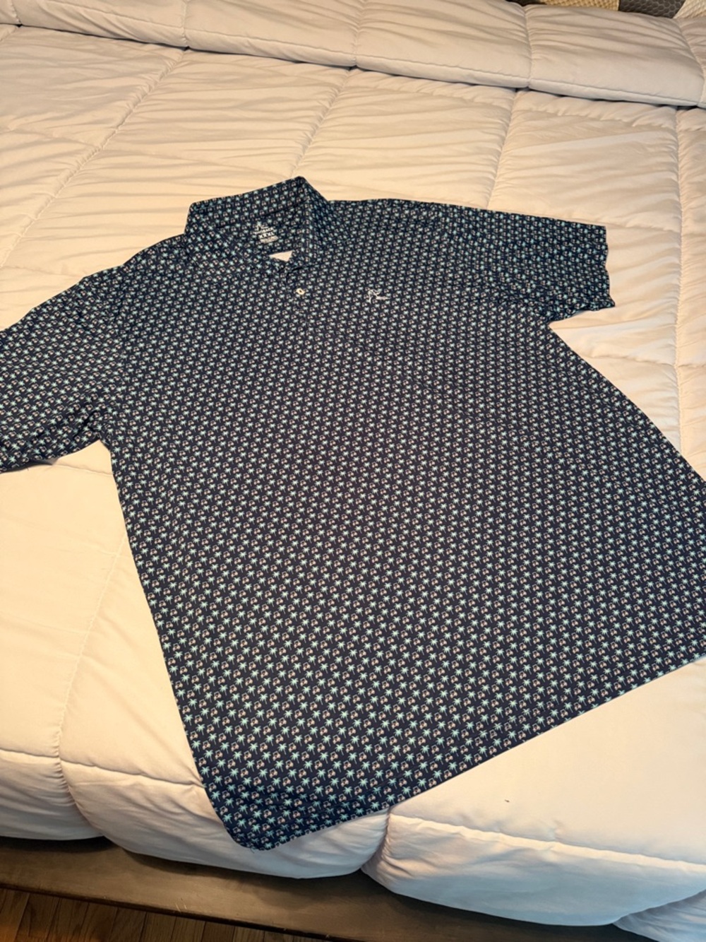 Rhoback Men's Navy & Light Blue Micro-Pattern Polo